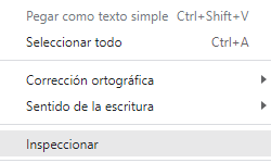 Instructions to open the inspect window